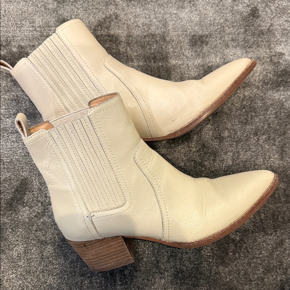 Women's Madewell Cream Leather Ankle Boots